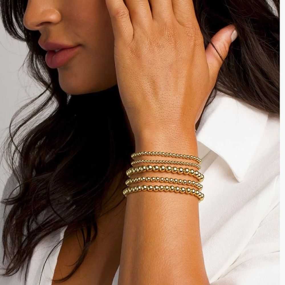 Gold  beaded bracelets - Picture 2 of 9